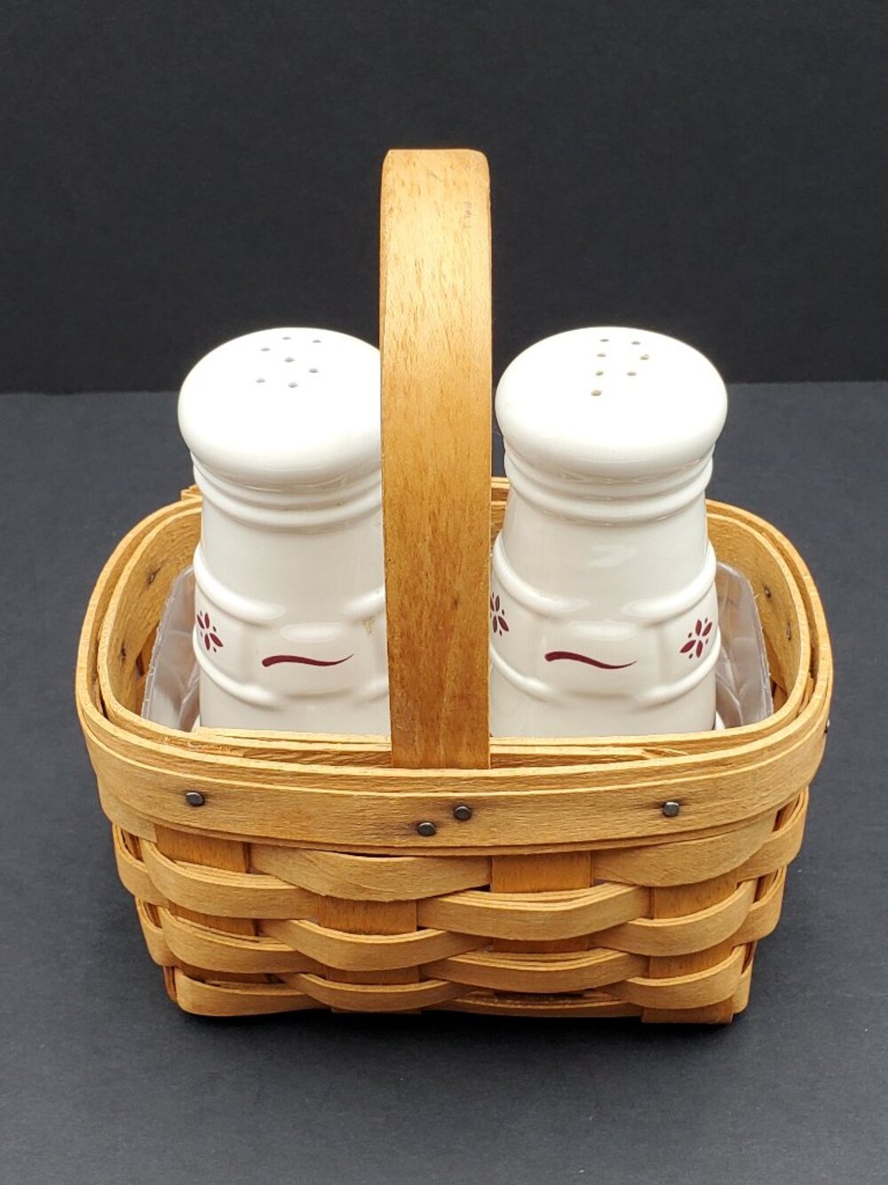 Longaberger Woven Traditions Red Salt & Pepper Shakers Horizon of Hope Basket